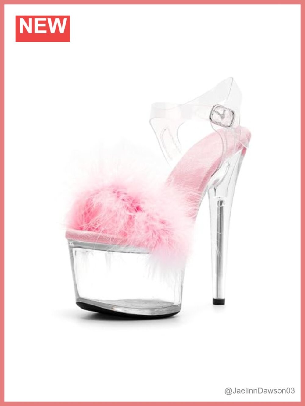 7 Inch Clear Platform Sandals, Feather Furry Stiletto Heels for Women, Exotic